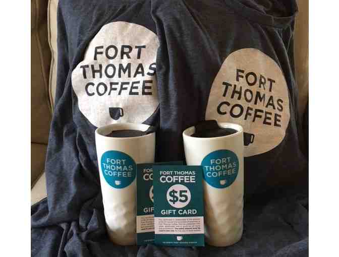 $10 Fort Thomas Coffee Shop Gift Card, T-Shirts & Travel Ceramic Coffee mugs