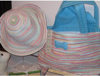 Beach Theme Female Dog Clothes Size Medium, Carrier, Accessories and Matching Beach Hat