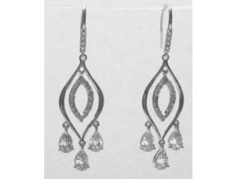 Sterling Silver CZ Chandelier French Wire Earrings