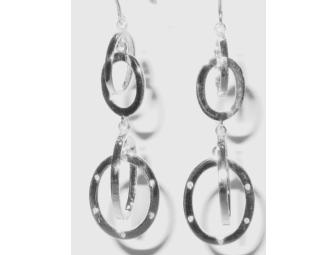Sterling Silver Open Oval Dangle Earrings - French Wires
