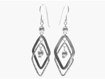 Sterling Silver Double Diamond Dangle Earrings