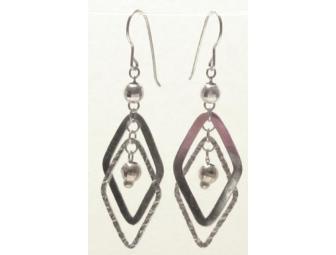 Sterling Silver Double Diamond Dangle Earrings