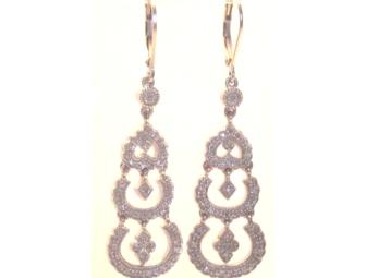 Leslie Greene Sterling 1/3cttw Diamond Drop Earrings