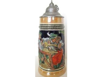 Vintage German Beer Stein - 2 Liter - Pewter Lid