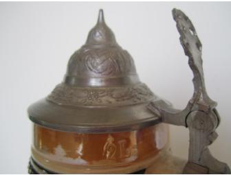 Vintage German Beer Stein - 2 Liter - Pewter Lid