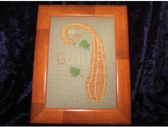 Handcrafted Counted Cross Stitch Framed Artwork - Gourd