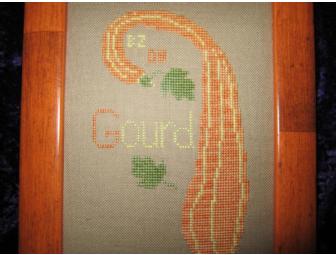 Handcrafted Counted Cross Stitch Framed Artwork - Gourd