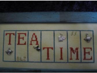 Handcrafted Counted Cross Stitch - Framed Artwork 'Tea Time'