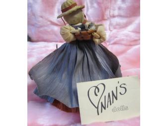 Cornhusk Doll - Lady Holding a Basket of Kittens - By: Nan's Dolls