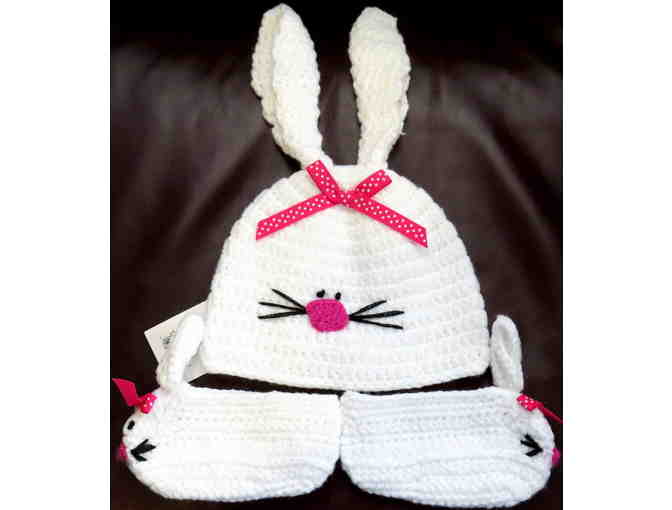 Baby Bunny Knit Hat and Bootie Set