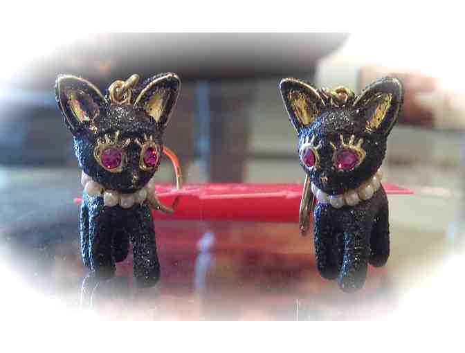 Betsey Johnson Black Glitter Chihuahua Earrings