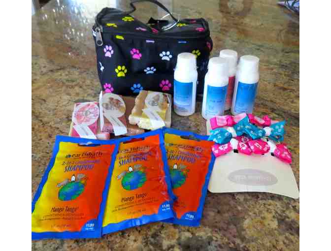 Paw Print Cosmetic Bag filled with Goodies for your Furbaby