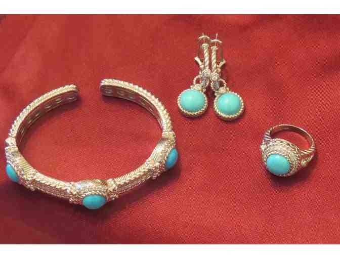 Judith Ripka Sterling Silver and Turquoise and Diamonique Jewelry Ensemble