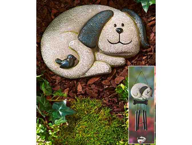 Dog Wind Chime and Stepping Stone Set