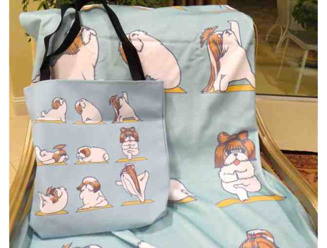 Shih Tzu Tote Bag and Towel featuring Yoga posing puppies