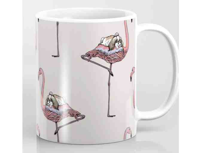 Charming Flamingo and Shih Tzu Coffee Mug by Huebucket - Photo 1