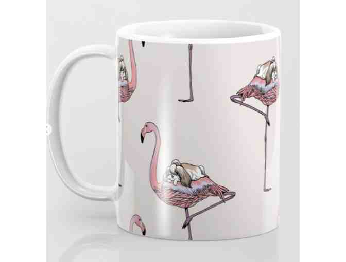 Charming Flamingo and Shih Tzu Coffee Mug by Huebucket - Photo 3