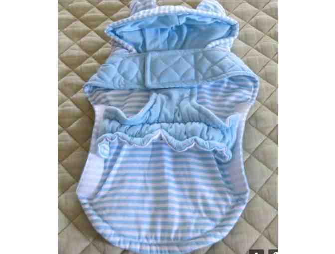 Blue striped hoodie for your dog - size small - with ears - Photo 2