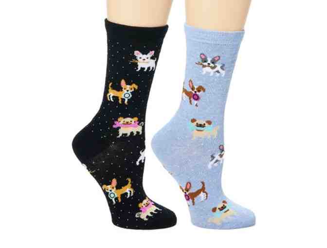 Black and Chambray Fetching Dogs Women's Socks - Photo 1
