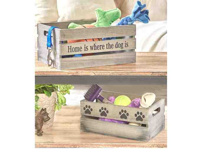 2 wooden toy crates - Home is where the dog is and paw prints - Photo 1