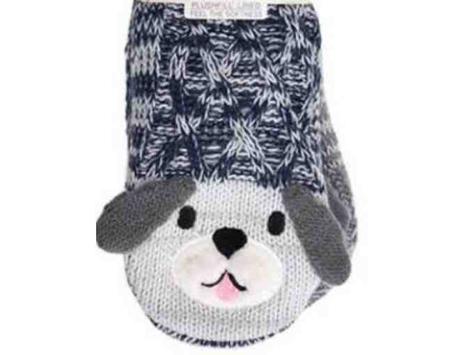 2 Pair of Sherpa Lined Slipper Socks with Dog Faces