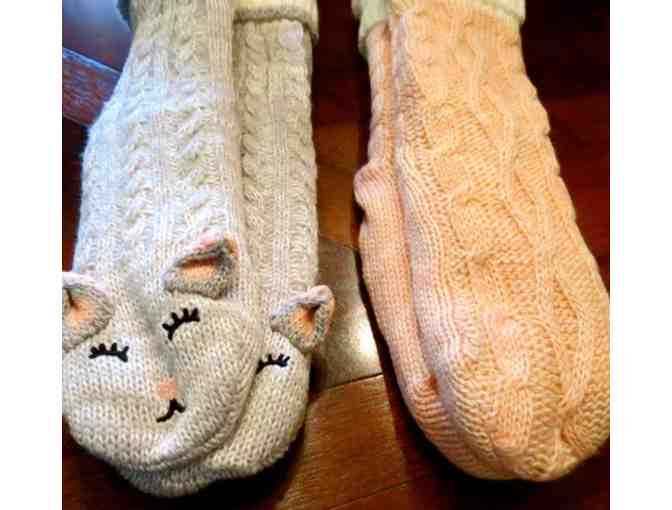 Sherpa Lined Cat Slipper Socks