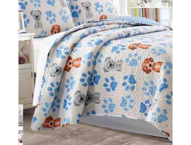 White and Blue Paw Print Quilt Full/Queen - Photo 1