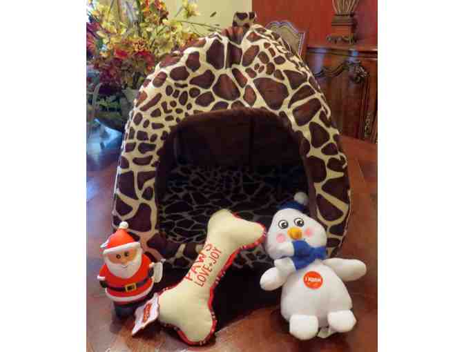 Leopard Print Pet Bed - Hideaway House and Christmas Toys