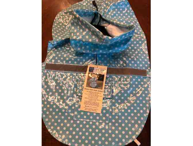 Rain Jacket for you Pup. Xsmall - Blue and white dots