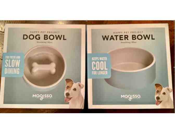 Paikka Cooling Ceramic Water and slow feed Food Bowlsfor your Pet Set of 2