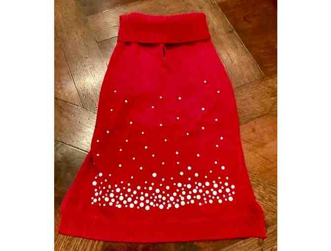 Red bedazzled turtle neck sweater dress