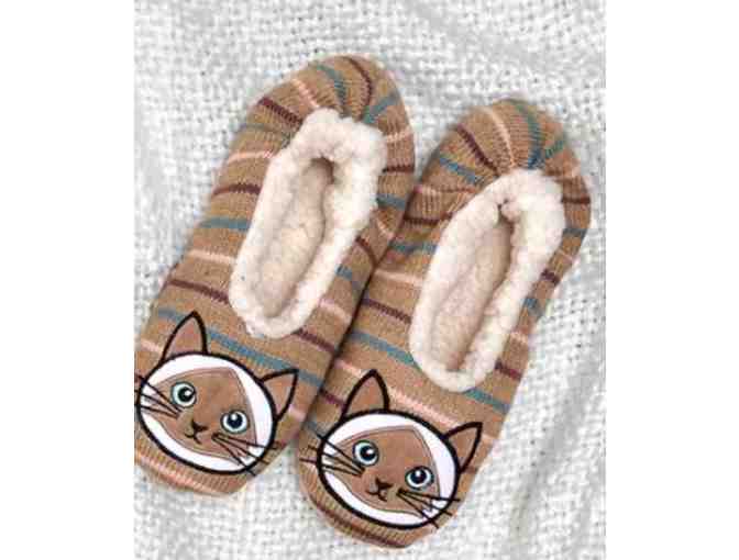 Sherpa Lined Cat Slippers M/L