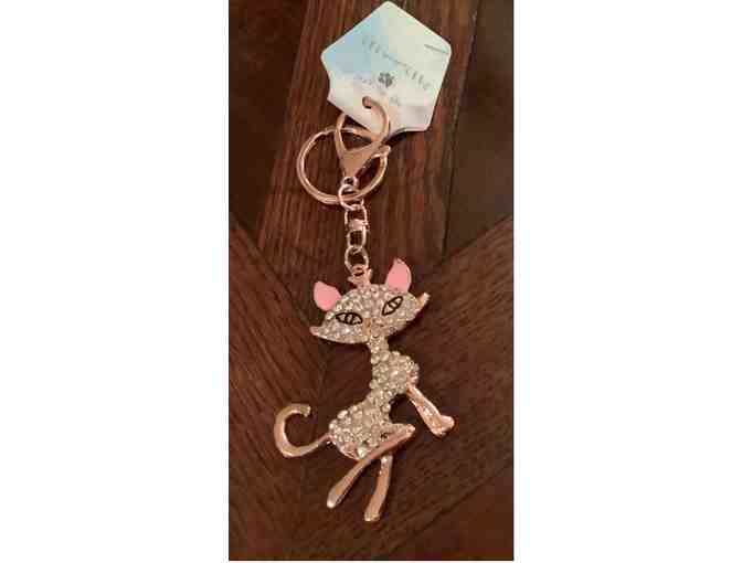 Crystal and Amber Cat Purse Charm