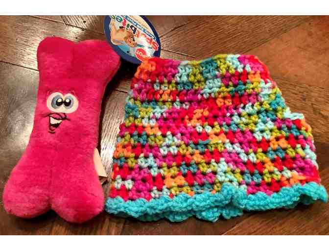 Handmade colorful dress/cape and toy for your Diva Dog