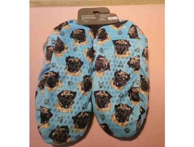 Comfies Blue and Gray Pug Slippers