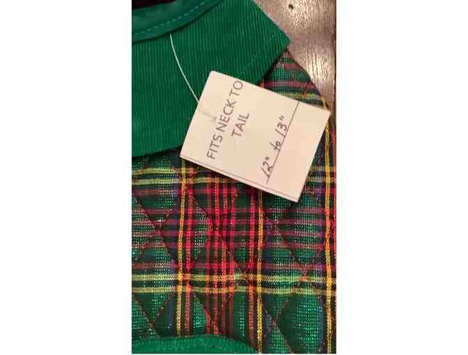 Cozy Plaid Dog Coat - Green - Metallic thread