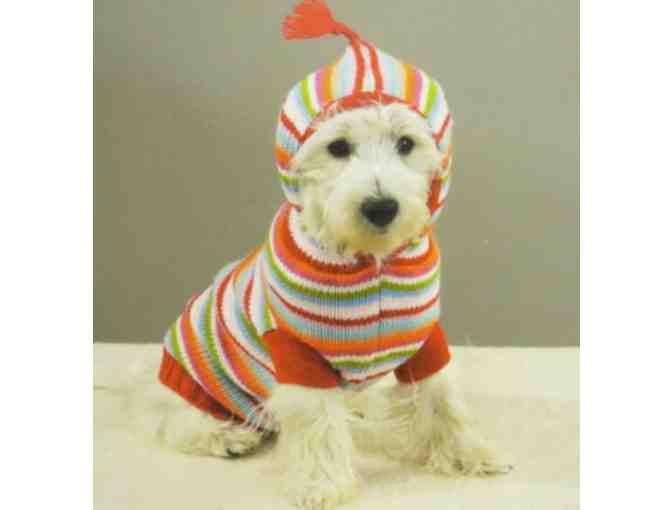 Striped Dog Hoodie Sweater Size XS