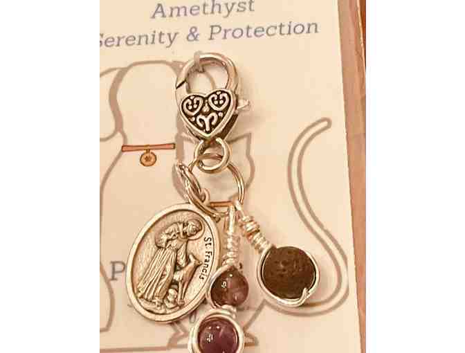 St. Francis collar charm with Amethyst bead