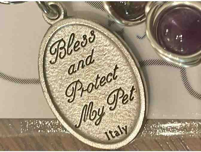 St. Francis collar charm with Amethyst bead