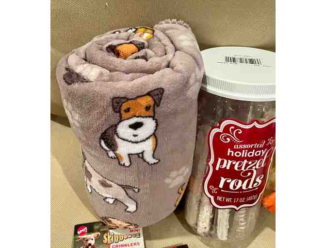 Dog Toys and Blanket plus pretzels