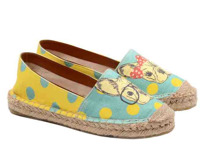 Blue and Yellow Polka Dot French Bulldog womens shoes 9-9.5