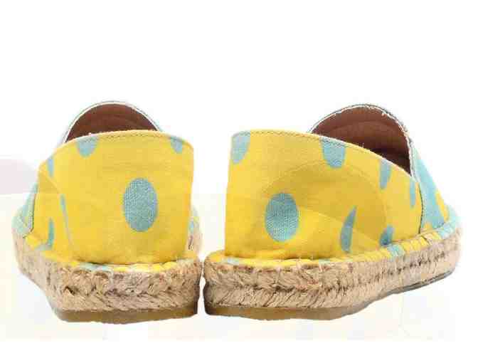 Blue and Yellow Polka Dot French Bulldog womens shoes 9-9.5