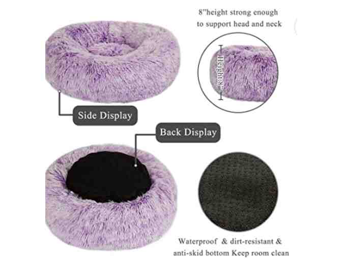 Ultra Plush Faux Fur Purple Donut bed