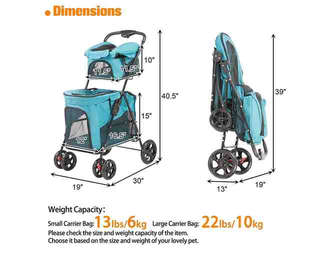 Double Decker Pet stroller - Blue