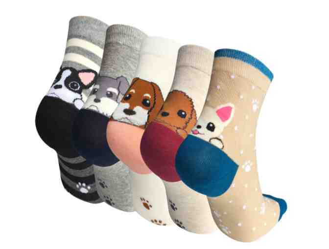 Cartoon puppy socks for adults - 5 pairs