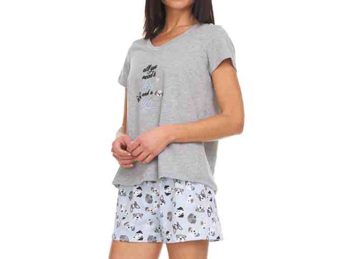 Heather Gray Sleep Short Set for Dog Lovers Size L