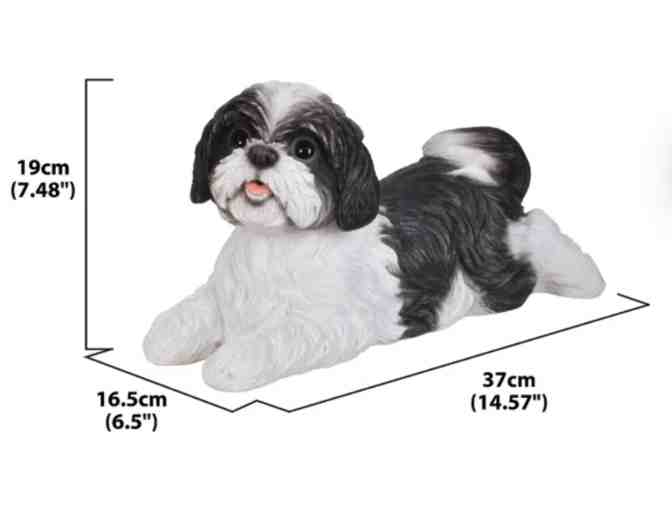 Shih Tzu Lying Down Statue - Black and White