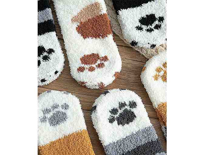 Five Pair Fuzzy Paw Sock Set
