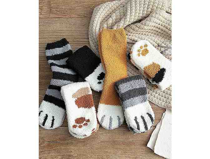 Five Pair Fuzzy Paw Sock Set