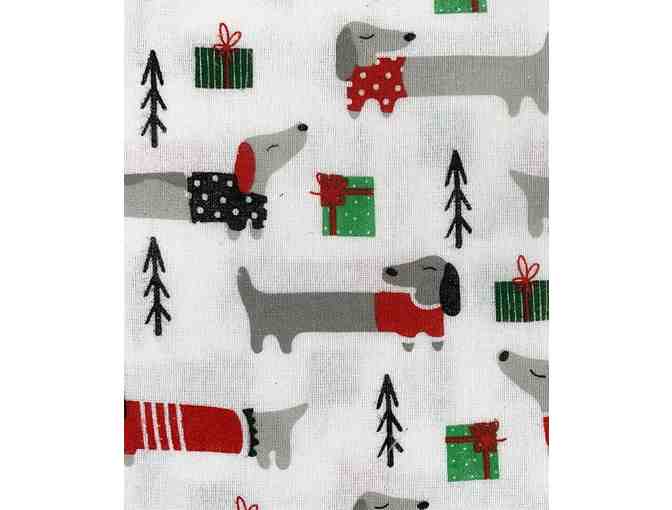 White and Gray Pups Flannel Sheet Set featuring Doxies - king